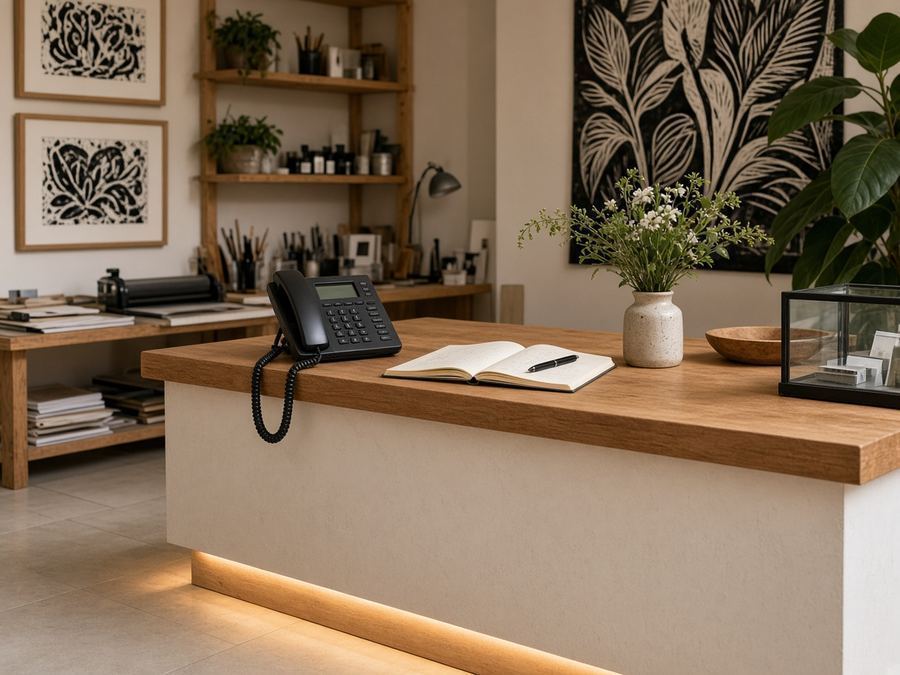 Contact desk at Studio Inartpostf in Kuala Lumpur