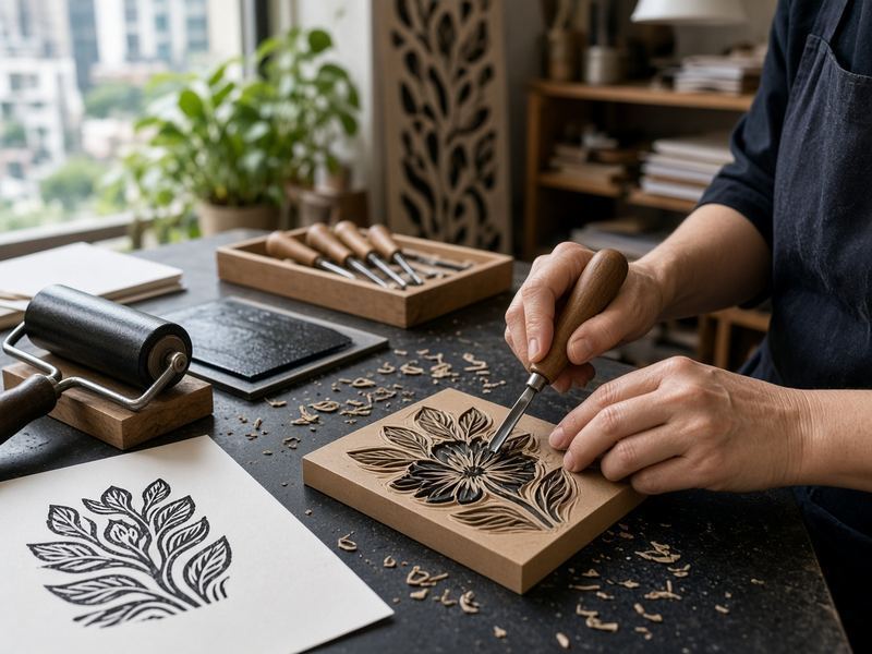 Linocut intro at Studio Inartpostf